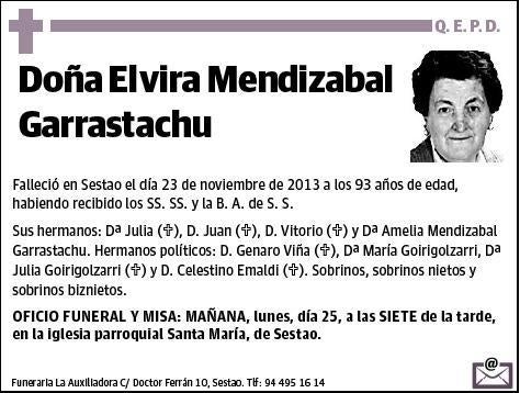 MENDIZABAL GARRASTACHU,ELVIRA