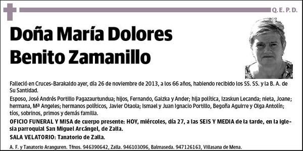 BENITO ZAMANILLO,MARIA DOLORES