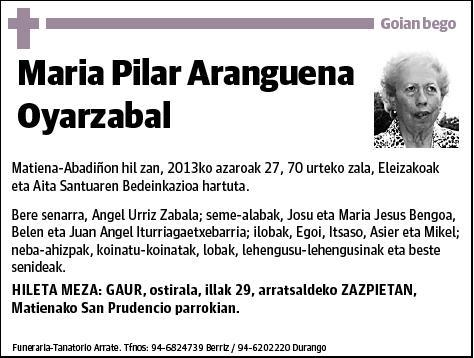 ARANGUENA OYARZABAL,Mª PILAR