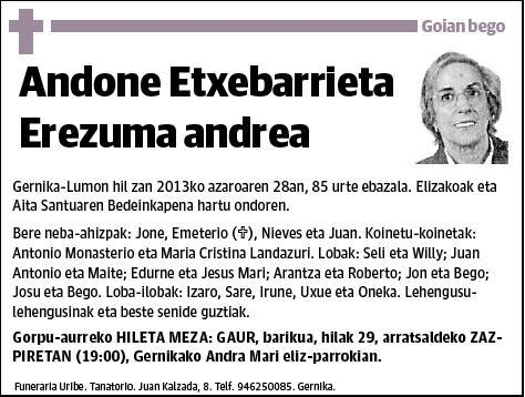 ETXEBARRIETA EREZUMA,ANDONE