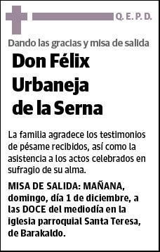 URBANEJA DE LA SERNA,FELIX