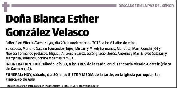 GONZALEZ VELASCO,BLANCA ESTHER