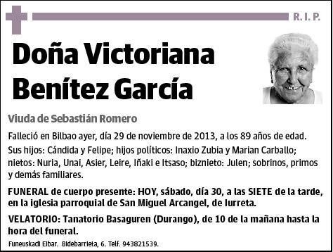 BENITEZ GARCIA,VICTORIANA