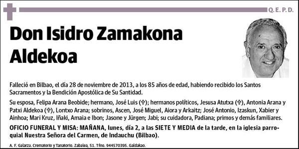 ZAMAKONA ALDEKOA,ISIDRO