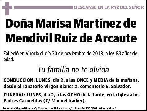 MARTINEZ DE MENDIVIL RUIZ DE ARCAUTE,MARISA