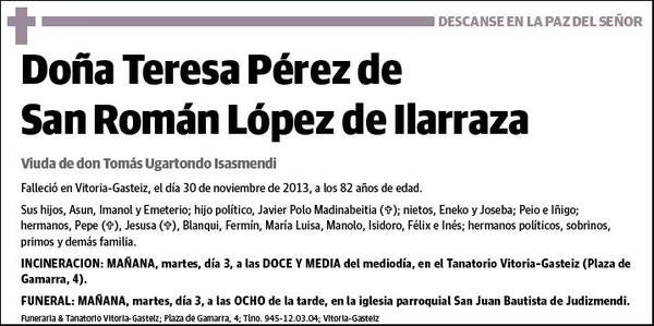 PEREZ DE SAN ROMAN LOPEZ DE ILARRAZA,TERESA