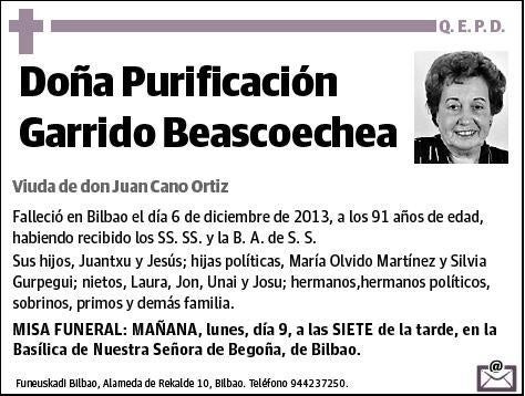 GARRIDO BEASCOECHEA,PURIFICACION