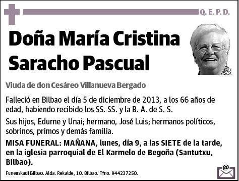 SARACHO PASCUAL,MARIA CRISTINA