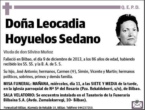 HOYUELOS SEDANO,LEOCADIA