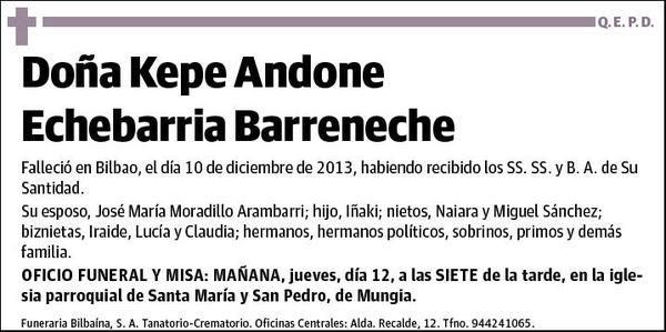 ECHEBARRIA BARRENECHE,KEPE ANDONE