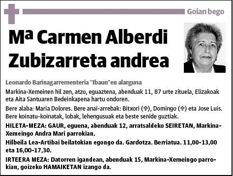 ALBERDI ZUBIZARRETA,Mª CARMEN