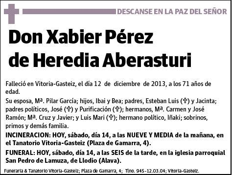 PEREZ DE HEREDIA ABERASTURI,XABIER