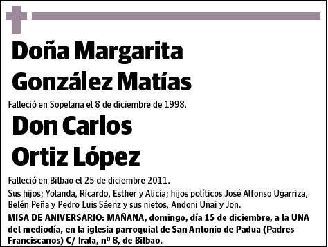 GONZALEZ MATIAS Y CARLOS ORTIZ LOPEZ,MARGARITA