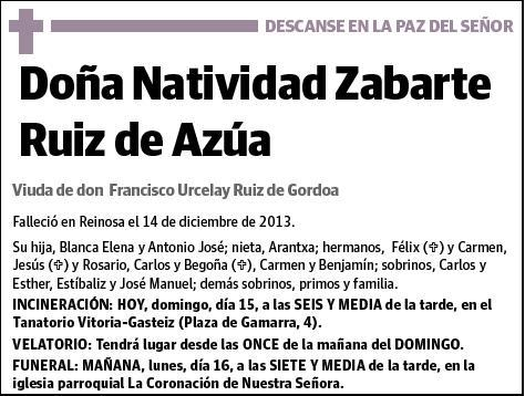 ZABARTE RUIZ DE AZUA,NATIVIDAD