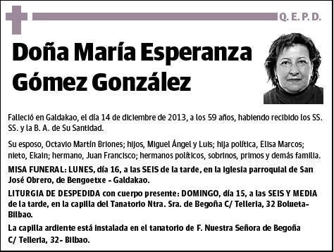 GOMEZ GONZALEZ,MARIA ESPERANZA