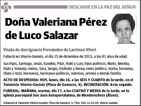 PEREZ DE LUCO SALAZAR,VALERIANA