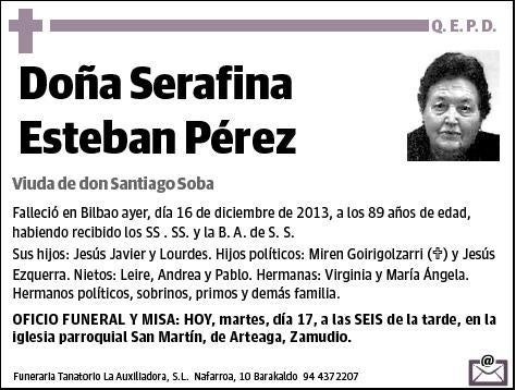 ESTEBAN PEREZ,SERAFINA