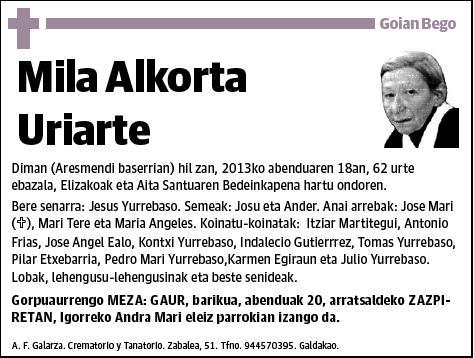 ALKORTA URIARTE,MILA
