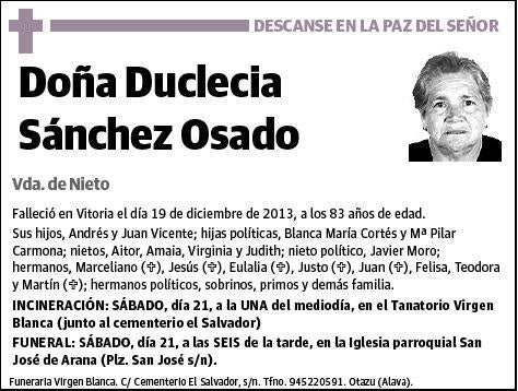 SANCHEZ OSADO,DUCLECIA