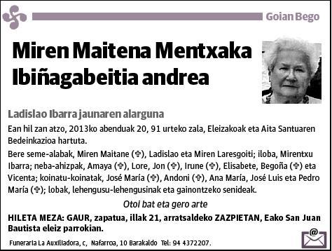 MENTXAKA IBIÑAGABEITIA,MIREN MAITENA