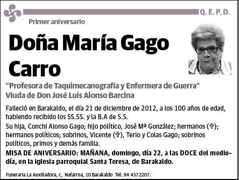 GAGO CARRO,MARIA