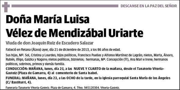 VELEZ DE MENDIZABAL URIARTE,MARIA LUISA