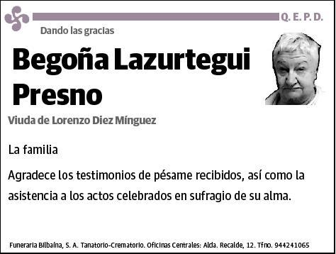 LAZURTEGUI PRESNO,BEGOÑA