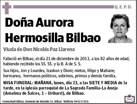 HERMOSILLA BILBAO,AURORA