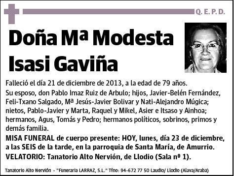 ISASI GAVIÑA,Mª MODESTA