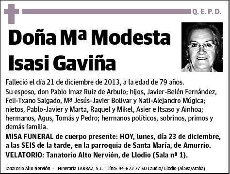 ISASI GAVIÑA,Mª MODESTA