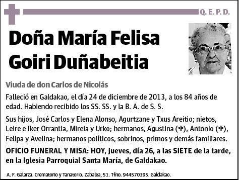 GOIRI DUÑABEITIA,MARIA FELISA