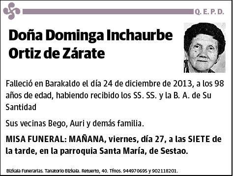 INCHAURBE ORTIZ DE ZARATE,DOMINGA