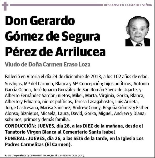 GOMEZ DE SEGURA PEREZ DE ARRILUCEA,GERARDO