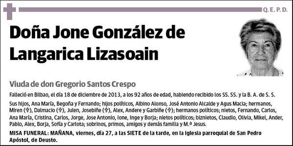 GONZALEZ DE LANGARICA LIZASOAIN,JONE