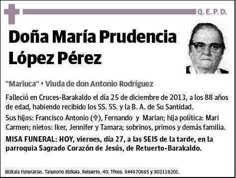 LOPEZ PEREZ,MARIA PRUDENCIA