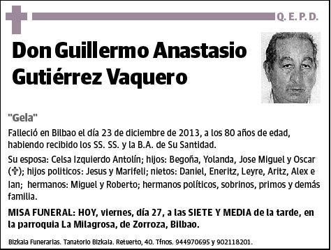 GUTIERREZ VAQUERO,GUILLERMO ANASTASIO