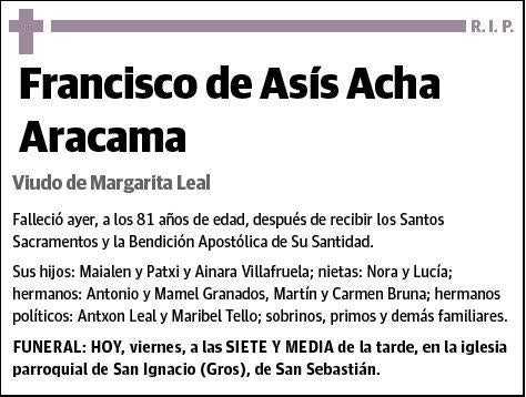 DE ASIS ACHA ARACAMA,FRANCISCO