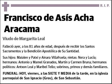 DE ASIS ACHA ARACAMA,FRANCISCO