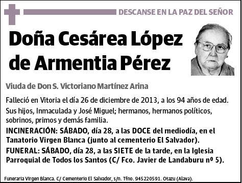 LOPEZ DE ARMENTIA PEREZ,CESAREA