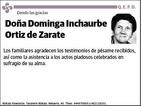 INCHAURBE ORTIZ DE ZARATE,DOMINGA