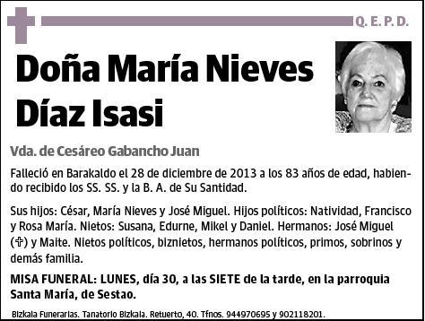 DIAZ ISASI,MARIA NIEVES