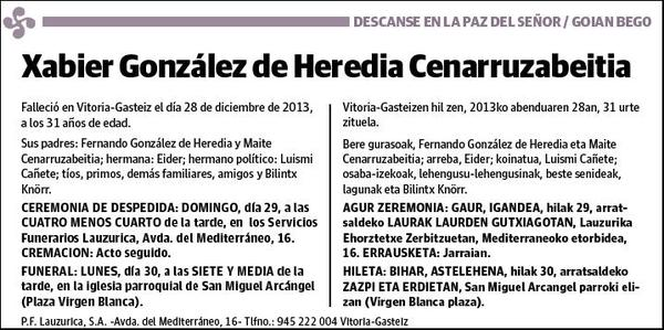 GONZALEZ DE HEREDIA CENARRUZABEITIA,XABIER