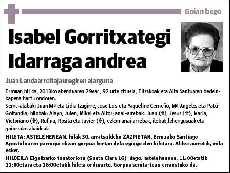 GORRITXATEGI IDARRAGA,ISABEL