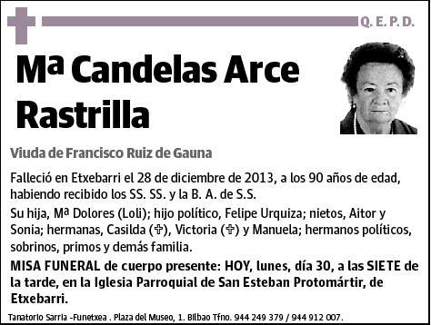 ARCE RASTRILLA,Mª CANDELAS