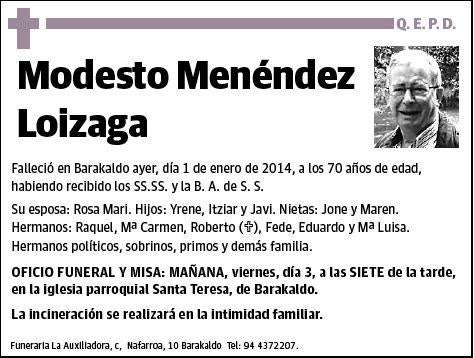 MENENDEZ LOIZAGA,MODESTO