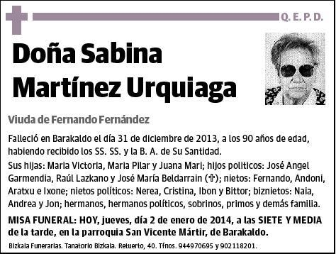 MARTINEZ URQUIAGA,SABINA