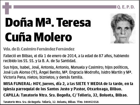 CUÑA MOLERO,MARIA TERESA