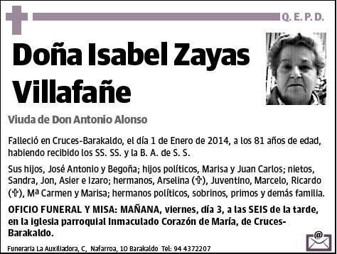 ZAYAS VILLAFAÑE,ISABEL