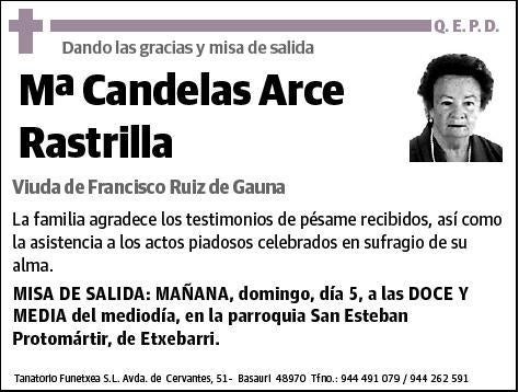 ARCE RASTRILLA,Mª CANDELAS