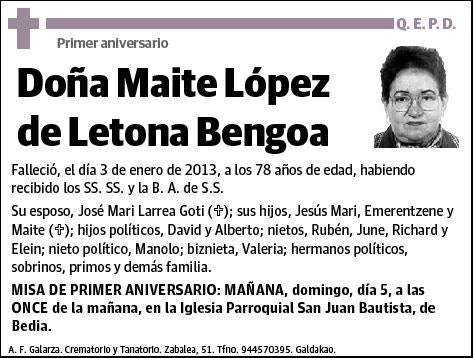 LOPEZ DE LETONA BENGOA,MAITE